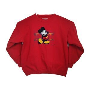 VTG Genus Mickey Mouse Sweatshirt Women's‎ XL Red Embroidered Graphic Print